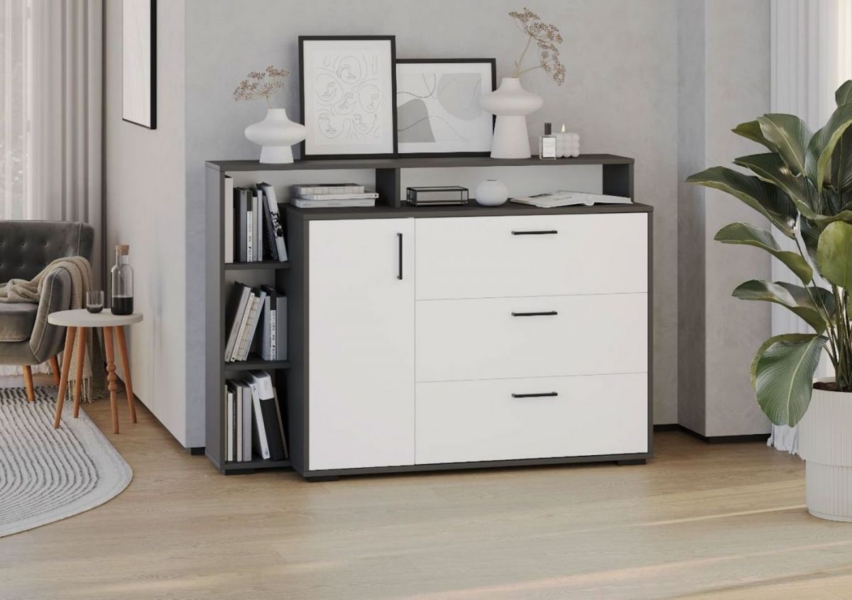 Комод с дверкой и тремя ящиками (графит/белый) | фото 3