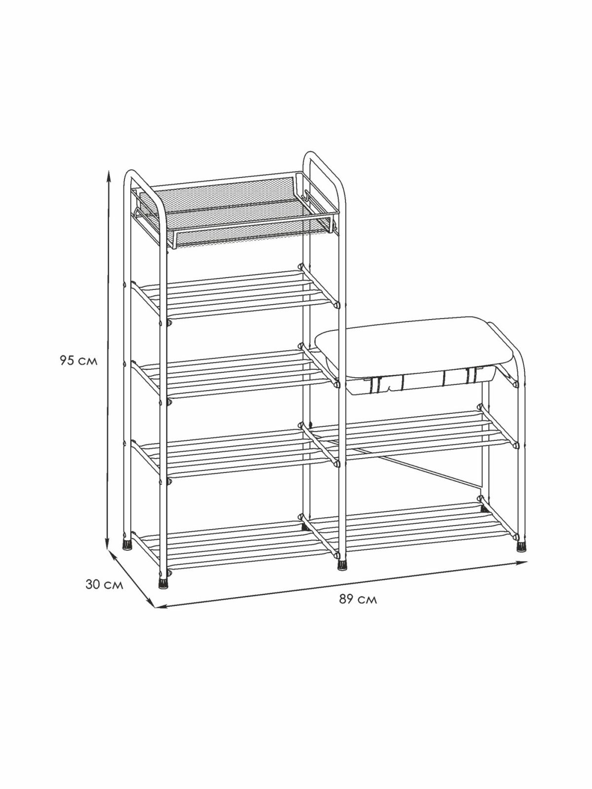 ПДОА35СЯ Ч Подставка для обуви "Альфа 35" с сиденьем и ящиком Черный | фото 2