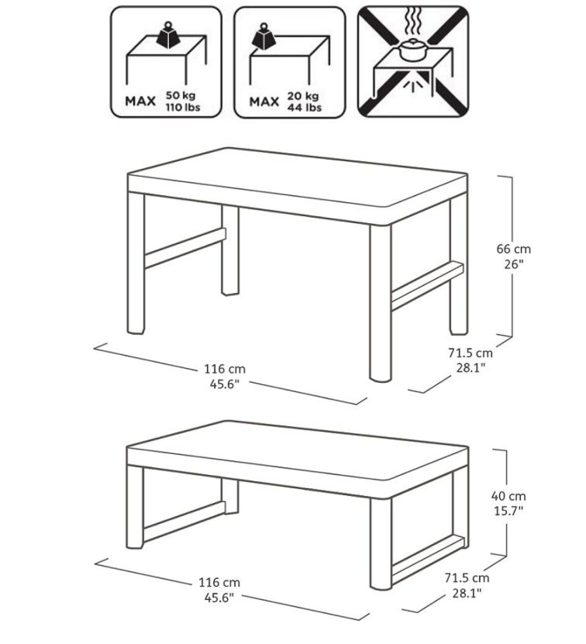 Раскладной стол Лион с регулируемой высотой столешницы (Lyon rattan table) капучино (h400/650) | фото 2